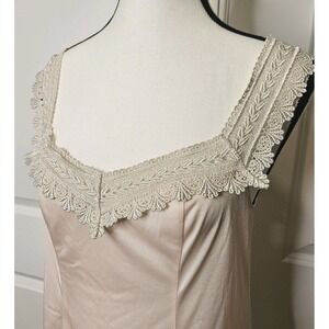 Vivien Midi Slip Dress Lingerie Size Small Sleeveless Lace‎ Trim Back Bow Pink